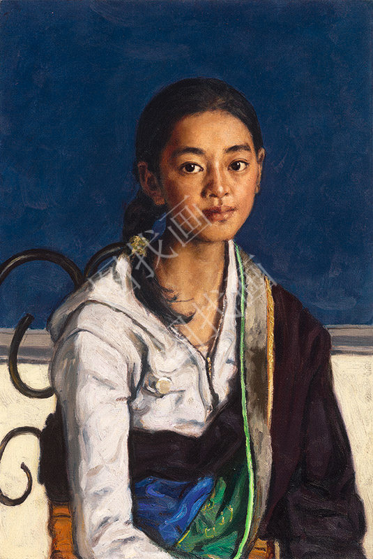 近现代 杨飞云 甘南藏族女孩 30x50cm